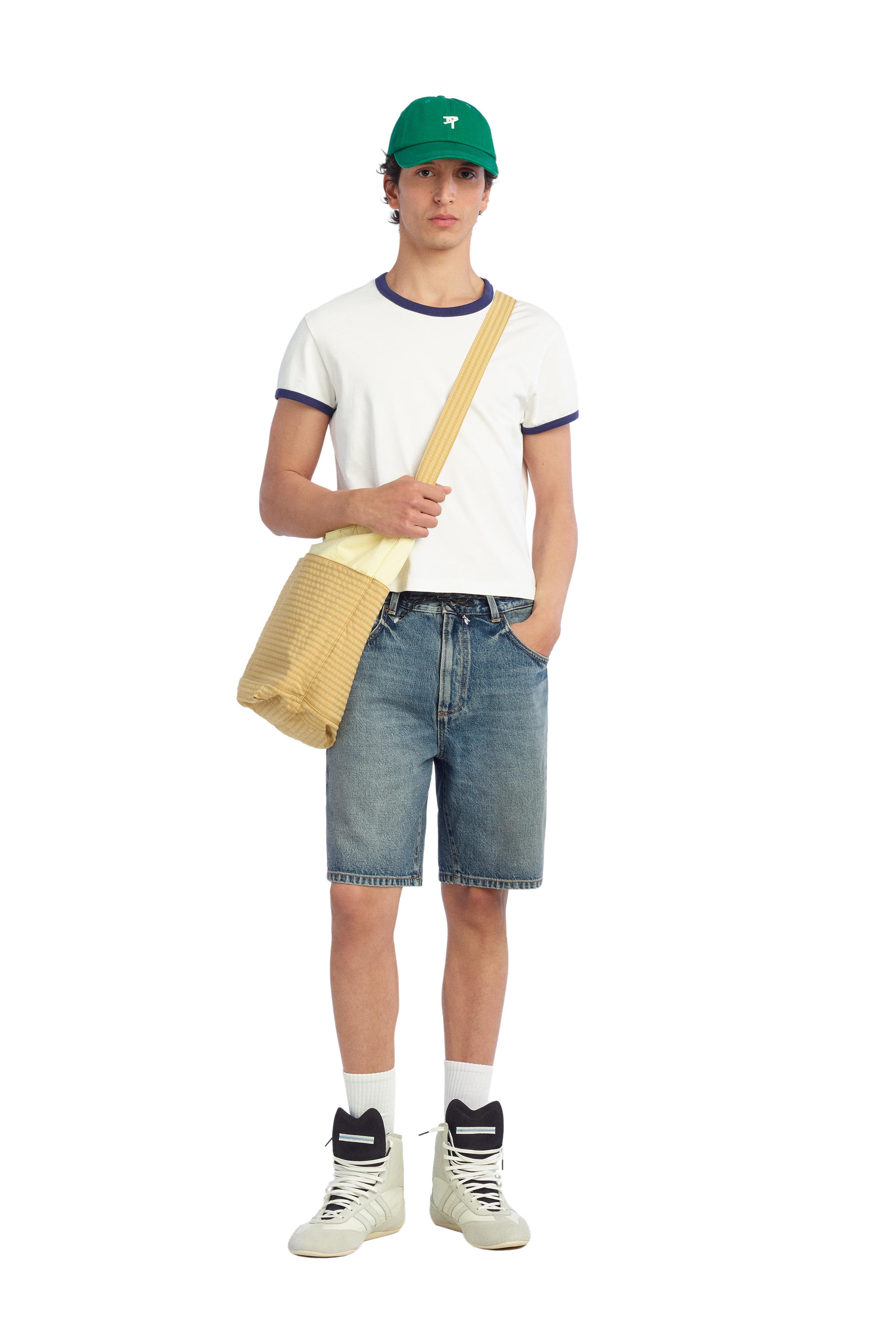 T-SHIRT SLIM FIT CÔTELÉ EN CONTRASTE